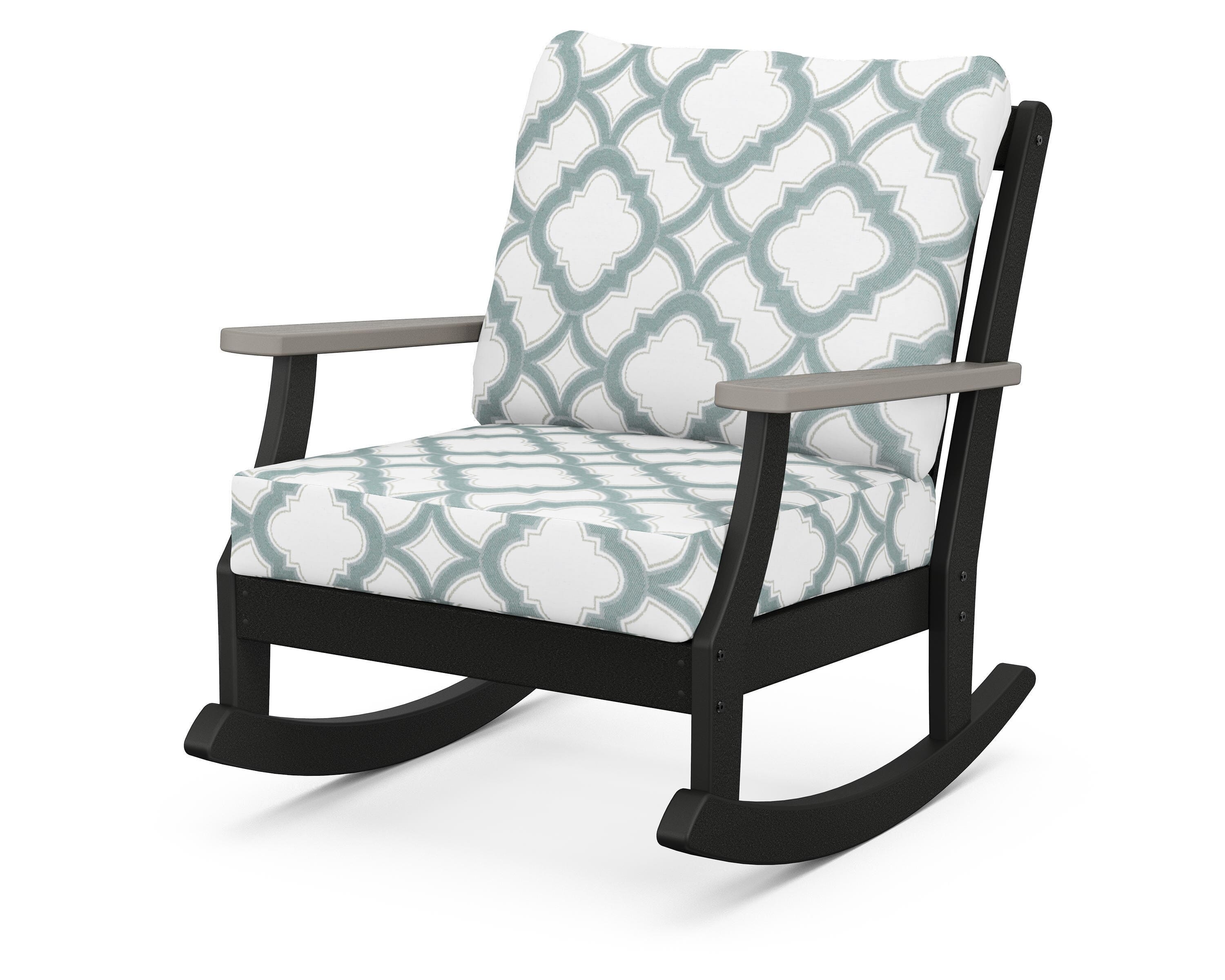 POLYWOOD® Braxton Deep Seating Rocking Chair in Black / Driftwood / Trellis Glacier Spa