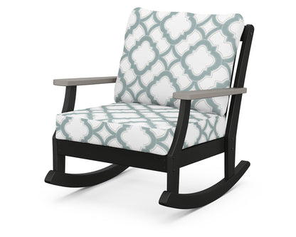POLYWOOD® Braxton Deep Seating Rocking Chair in Black / Driftwood / Trellis Glacier Spa