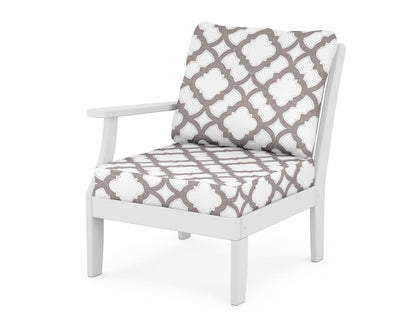 POLYWOOD® Braxton Modular Left Arm Chair in White / Trellis Grey Mist