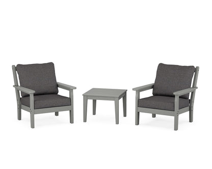 POLYWOOD® Chippendale 3-Piece Deep Seating Set in Slate Grey / Ash Charcoal
