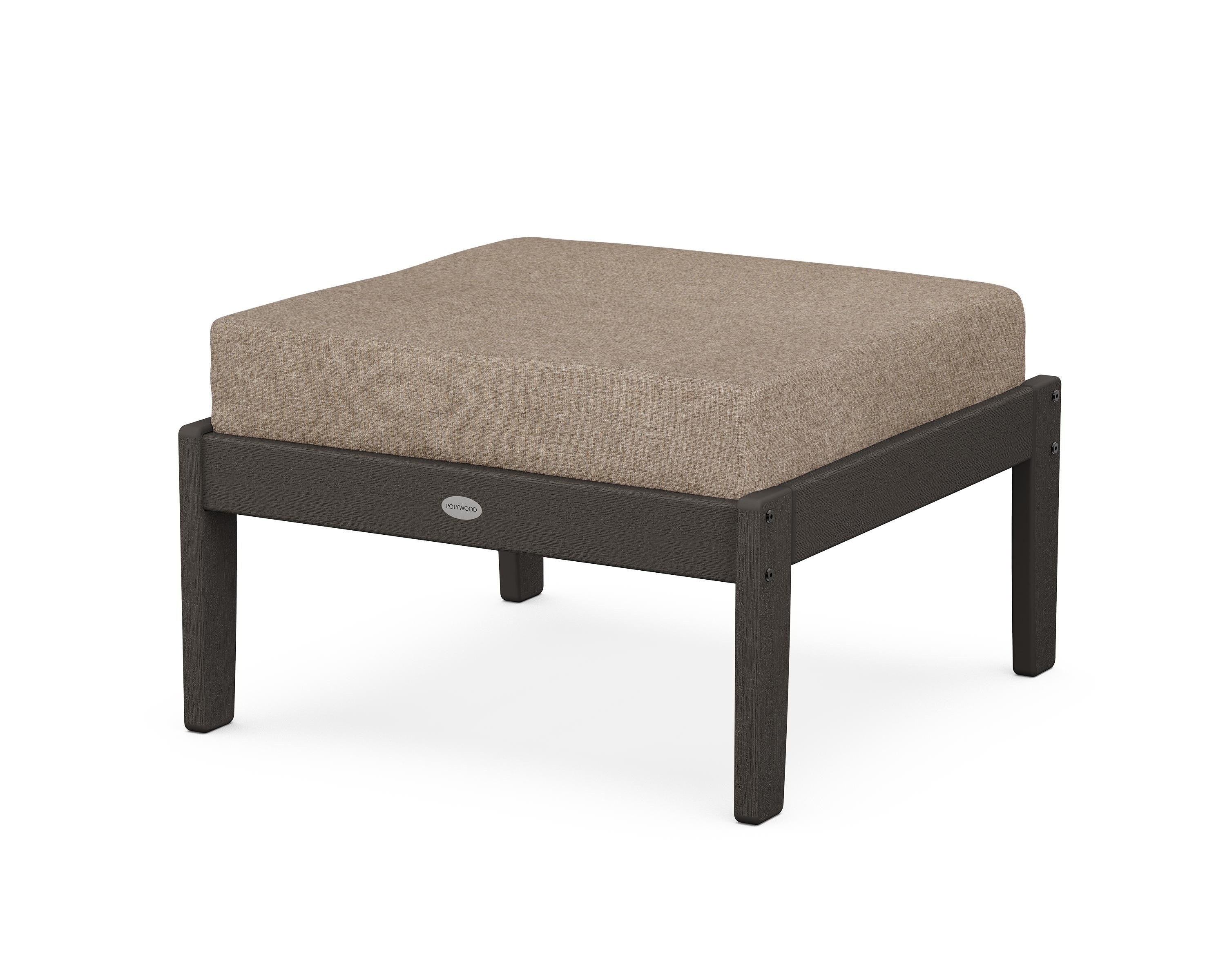 POLYWOOD® Braxton Deep Seating Ottoman in Vintage Coffee / Spiced Burlap