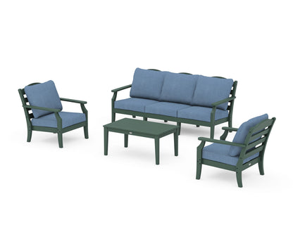 Draper James™ by  POLYWOOD® Savannah 4-Piece Deep Seating Set with Sofa in Green / Sky Blue