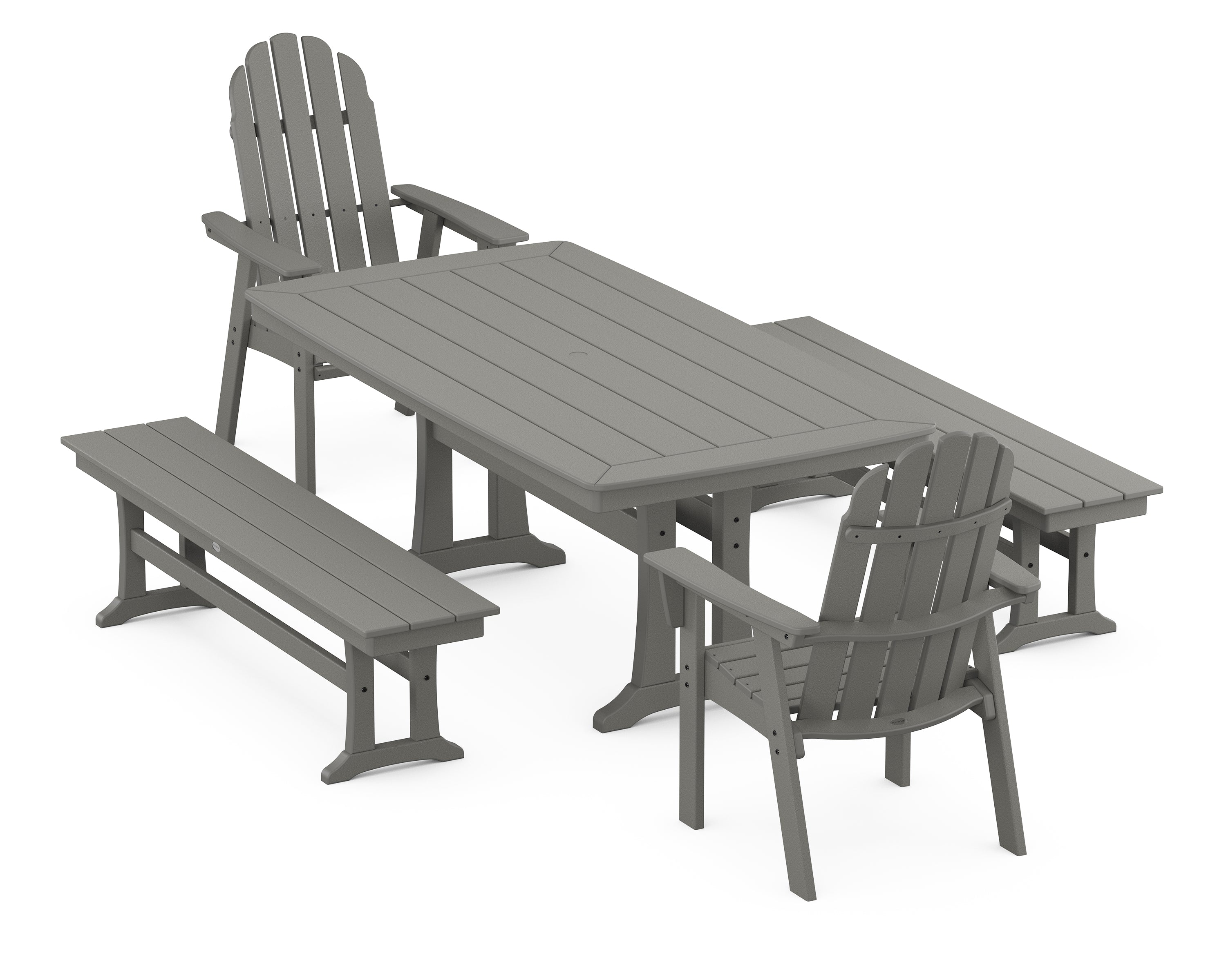 POLYWOOD® Vineyard Adirondack 5-Piece Dining Set with Trestle Legs in Slate Grey