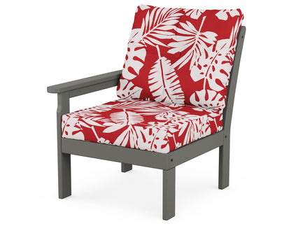 POLYWOOD® Vineyard Modular Left Arm Chair in Slate Grey / Leaf Crimson