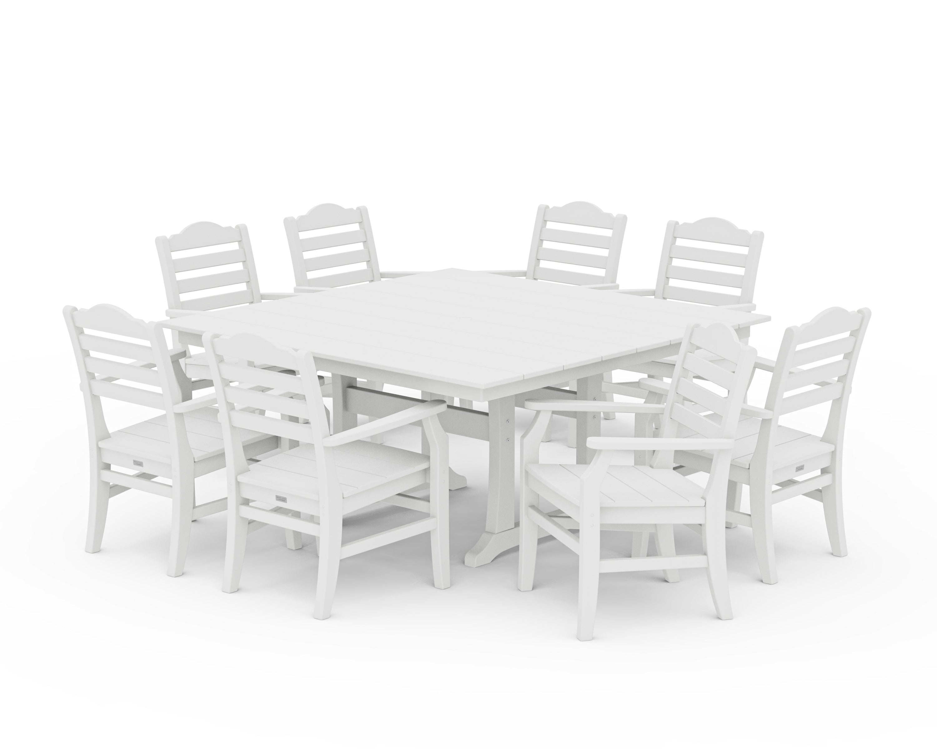 POLYWOOD® Savannah 9-Piece Square Farmhouse Dining Set with Trestle Legs in White