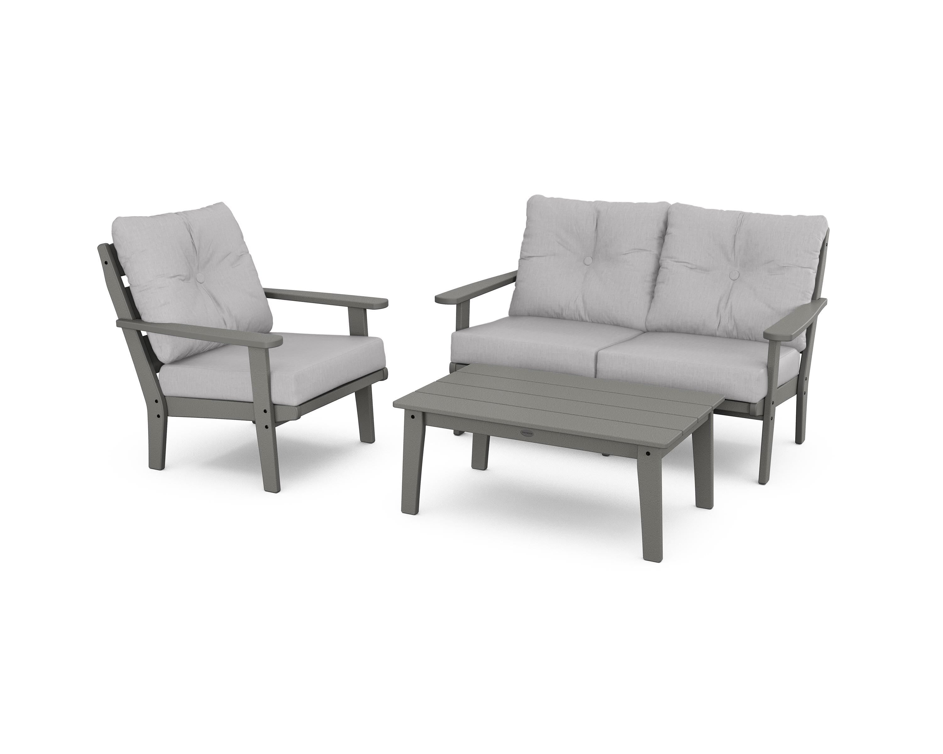 POLYWOOD® Lakeside 3-Piece Deep Seating Set in Slate Grey / Granite