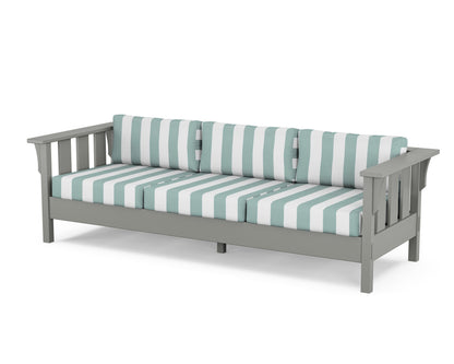Martha Stewart by POLYWOOD® Acadia Deep Seating Sofa in Slate Grey / Cabana Stripe Glacier Spa