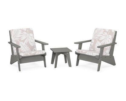 POLYWOOD® Riviera Modern Lounge 3-Piece Set in Slate Grey / Leaf Dune Burlap