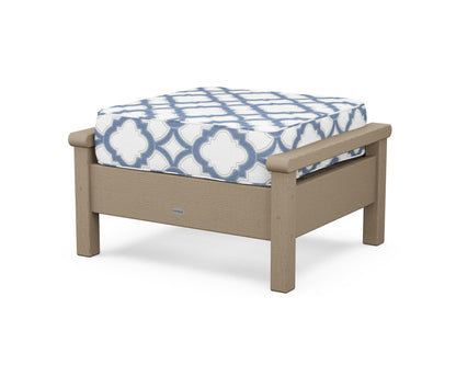 POLYWOOD® Harbour Deep Seating Ottoman in Vintage Sahara / Trellis Sky Blue