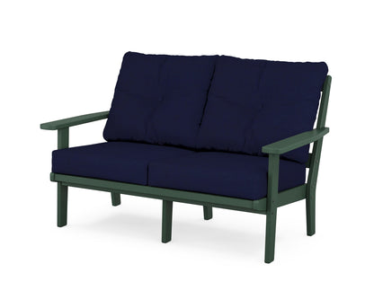 POLYWOOD® Oxford Deep Seating Loveseat in Green / Navy