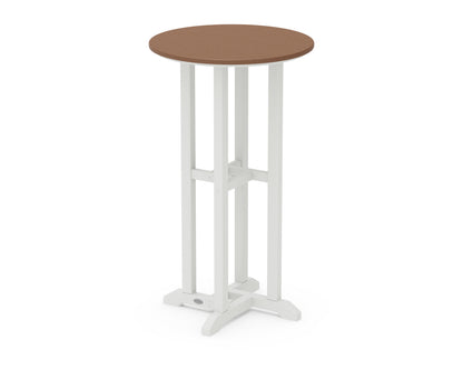 POLYWOOD® Contempo 24" Round Bar Table in White / Teak