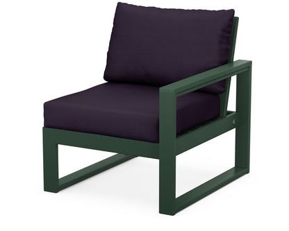 POLYWOOD® EDGE Modular Right Arm Chair in Green / Navy Linen
