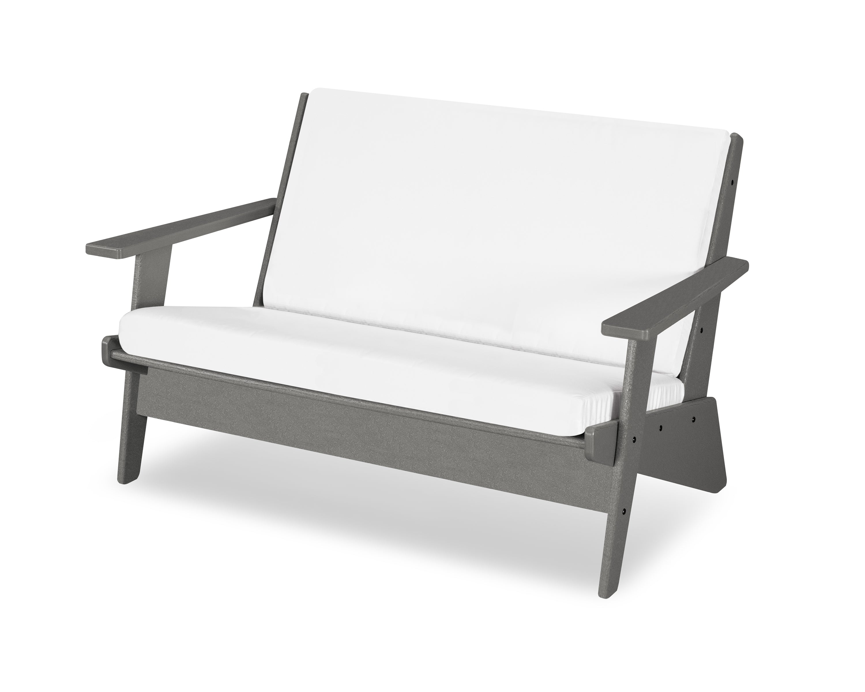 POLYWOOD® Riviera Modern Lounge Loveseat in Slate Grey / Natural