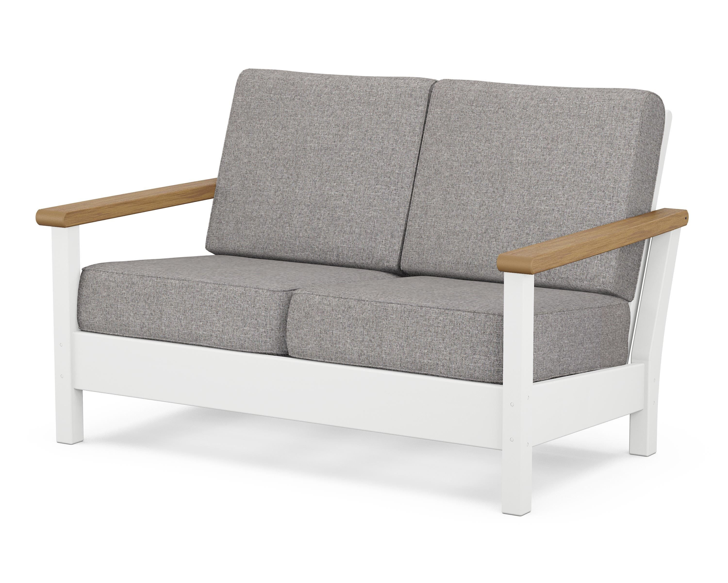POLYWOOD® Harbour Deep Seating Loveseat in White / Natural / Grey Mist