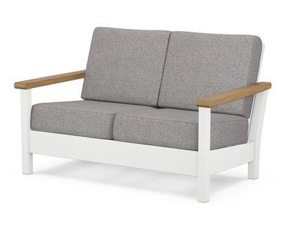POLYWOOD® Harbour Deep Seating Loveseat in White / Natural / Grey Mist