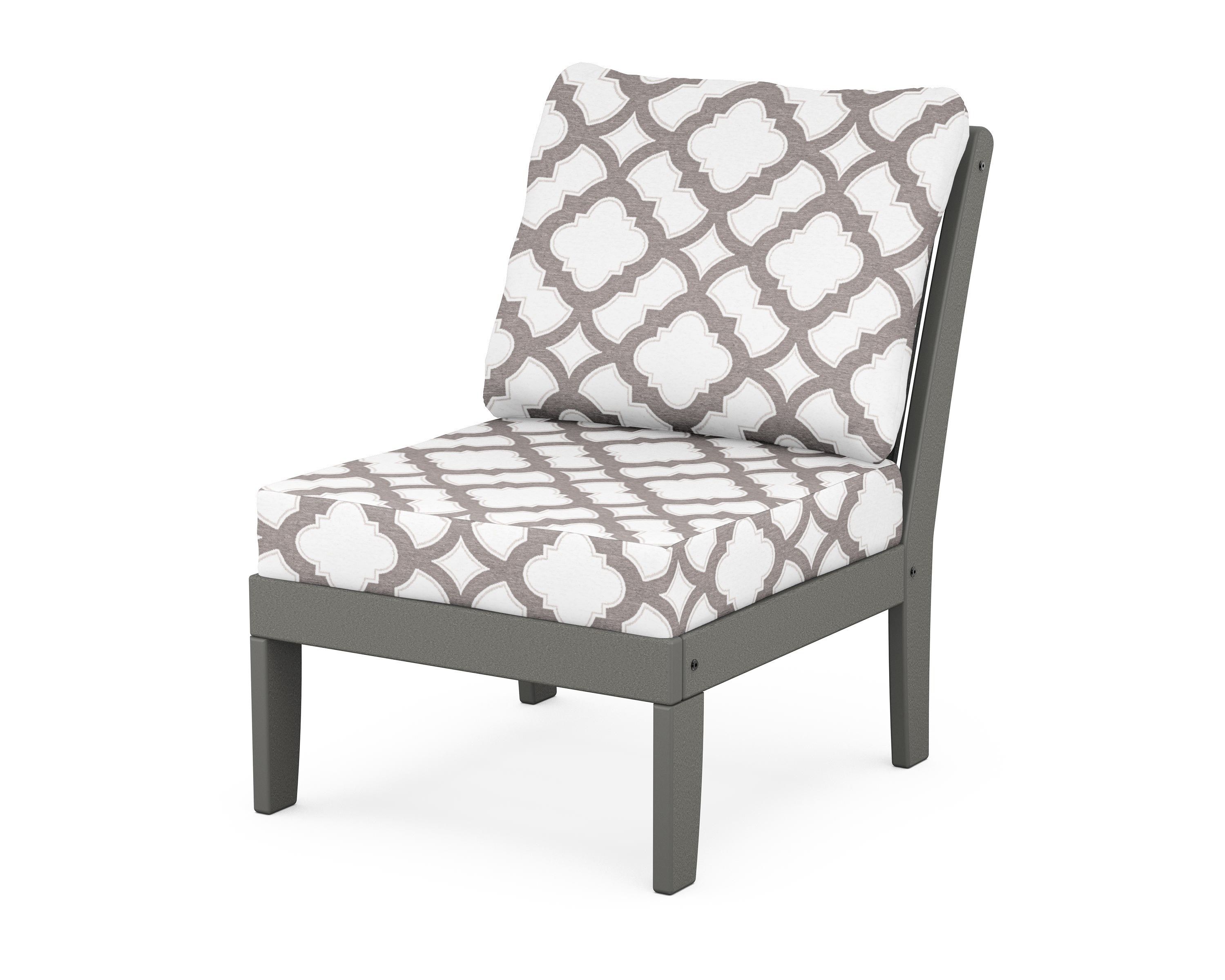 POLYWOOD® Braxton Modular Armless Chair in Slate Grey / Trellis Grey Mist