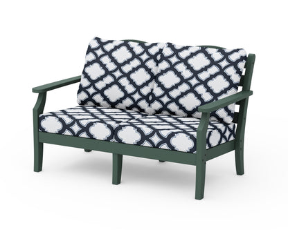 Draper James™ by  POLYWOOD® Savannah Deep Seating Loveseat in Green / Trellis Marine Indigo