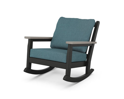 POLYWOOD® Chippendale Deep Seating Rocking Chair in Black / Driftwood / Ocean Teal