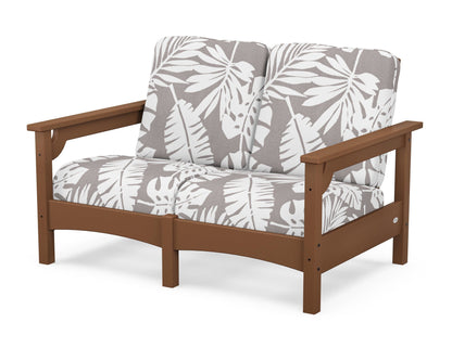POLYWOOD® Club Loveseat in Teak / Leaf Grey Mist