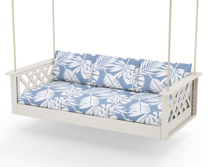 Country Living Wovendale Daybed Swing in Sand / Leaf Sky Blue
