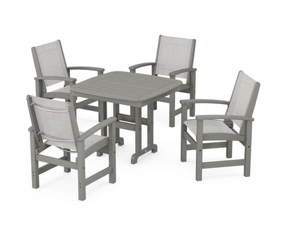 POLYWOOD® Coastal 5-Piece Dining Set in Slate Grey / Parchment Sling