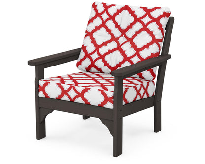 POLYWOOD® Vineyard Deep Seating Chair in Vintage Coffee / Trellis Crimson