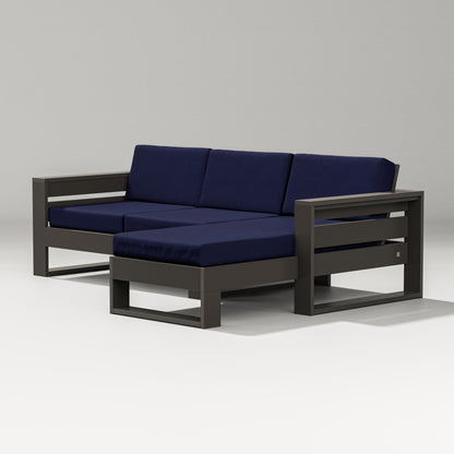 PW Designer Series Latitude Right Chaise Sectional in Vintage Coffee / Navy