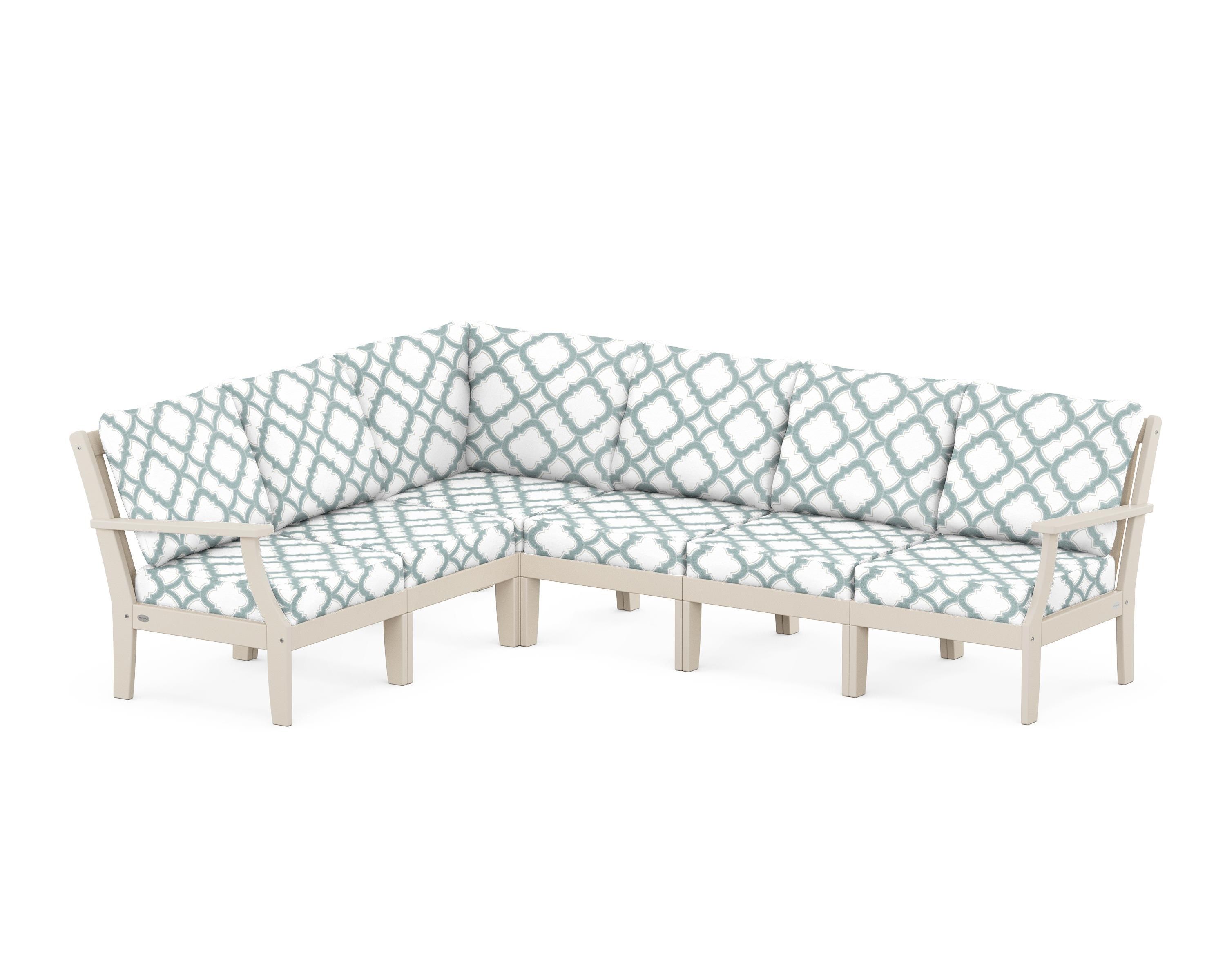 POLYWOOD® Braxton Modular 6-Piece Deep Seating Set in Sand / Trellis Glacier Spa