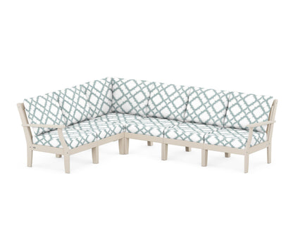 POLYWOOD® Braxton Modular 6-Piece Deep Seating Set in Sand / Trellis Glacier Spa