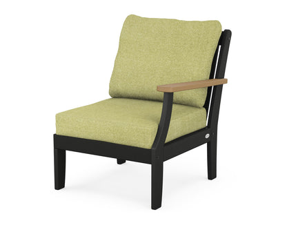 POLYWOOD® Braxton Modular Right Arm Chair in Black / Natural / Chartreuse Boucle