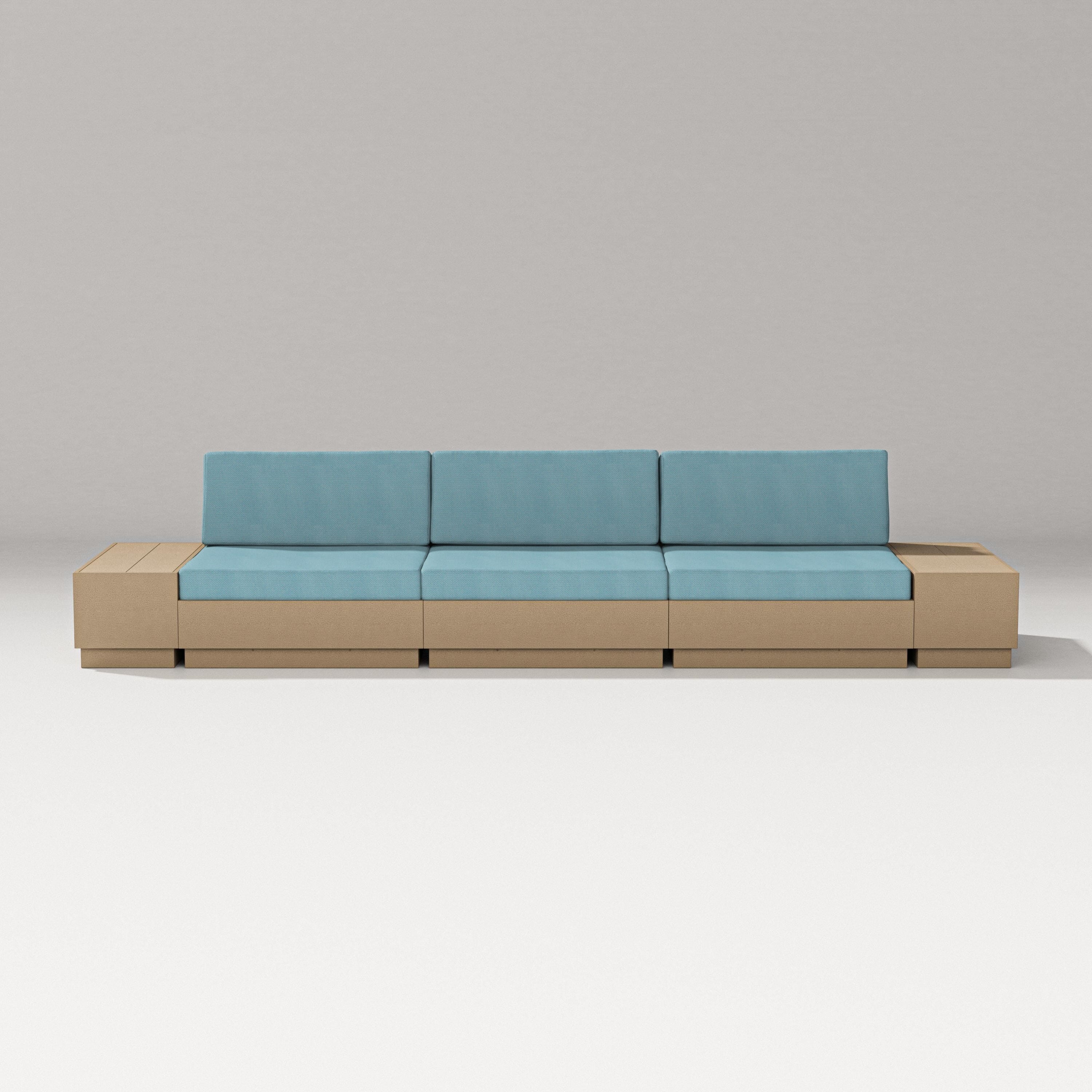 PW Designer Series Elevate Straight Sectional in Vintage Sahara / Lattice Sky Blue