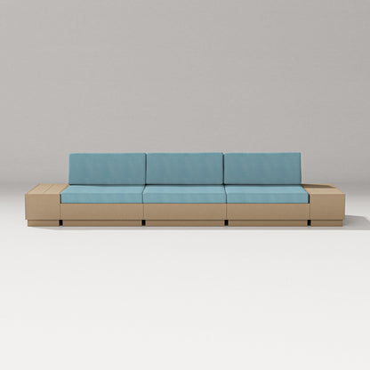 PW Designer Series Elevate Straight Sectional in Vintage Sahara / Lattice Sky Blue