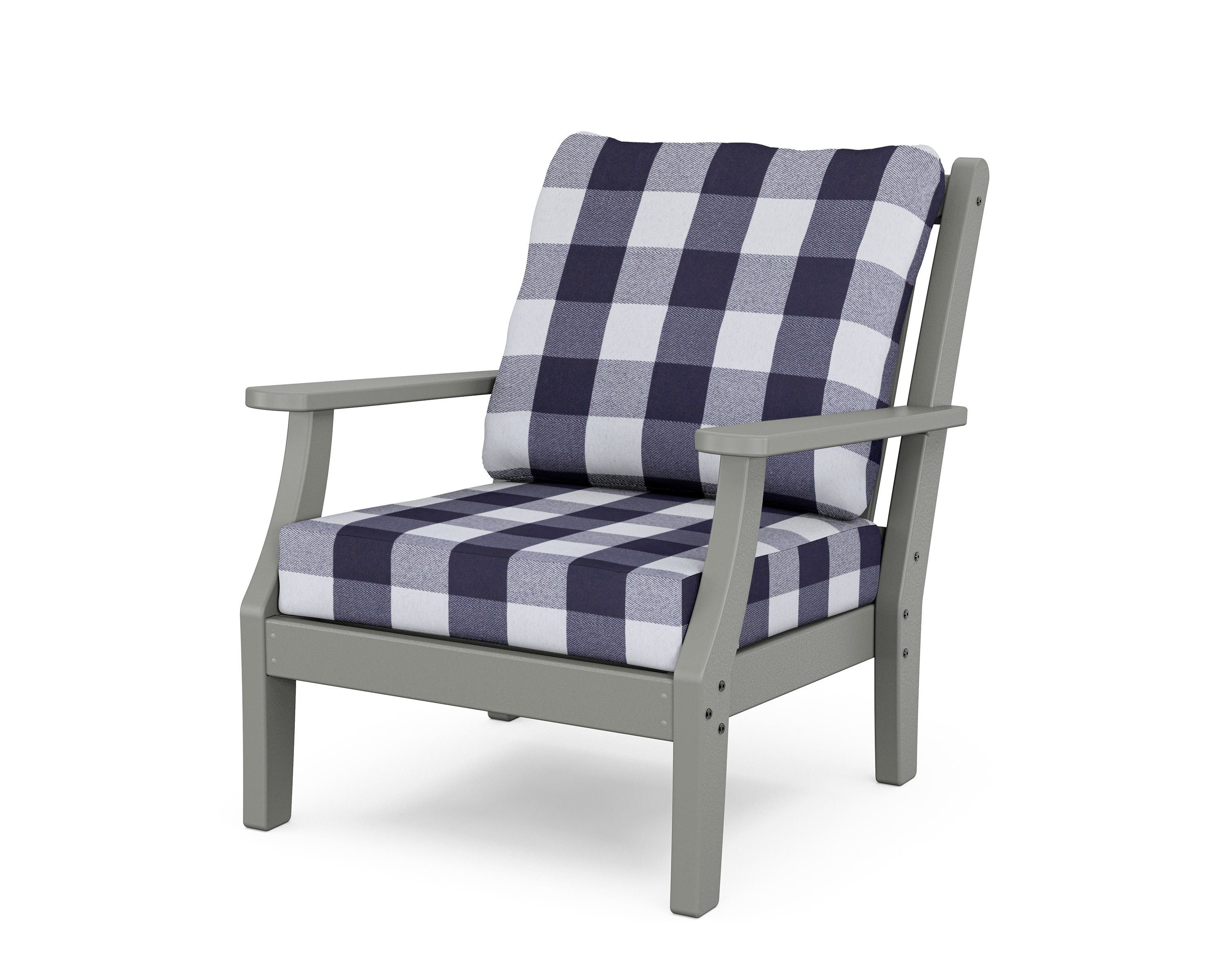 Country Living Wovendale Deep Seating Chair in Slate Grey / Buffalo Plaid Navy