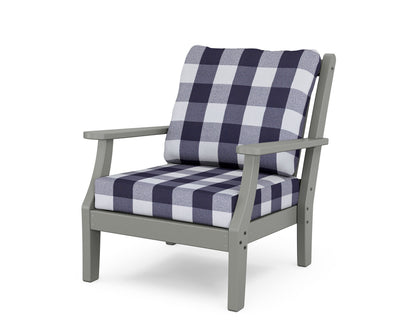 Country Living Wovendale Deep Seating Chair in Slate Grey / Buffalo Plaid Navy
