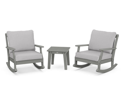 POLYWOOD® Braxton 3-Piece Deep Seating Rocker Set in Slate Grey / Granite