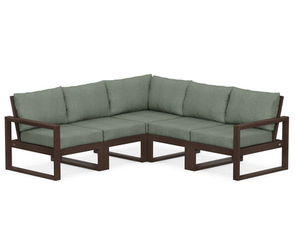 POLYWOOD® EDGE 5-Piece Modular Deep Seating Set in Mahogany / Cast Sage