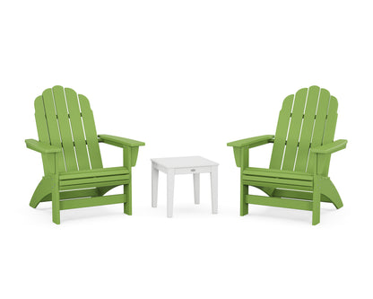 POLYWOOD® 3-Piece Vineyard Grand Adirondack Set in Lime / White