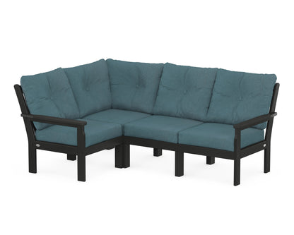 POLYWOOD® Vineyard 4-Piece Sectional in Black / Ocean Teal