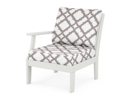 POLYWOOD® Braxton Modular Left Arm Chair in Vintage White / Trellis Grey Mist