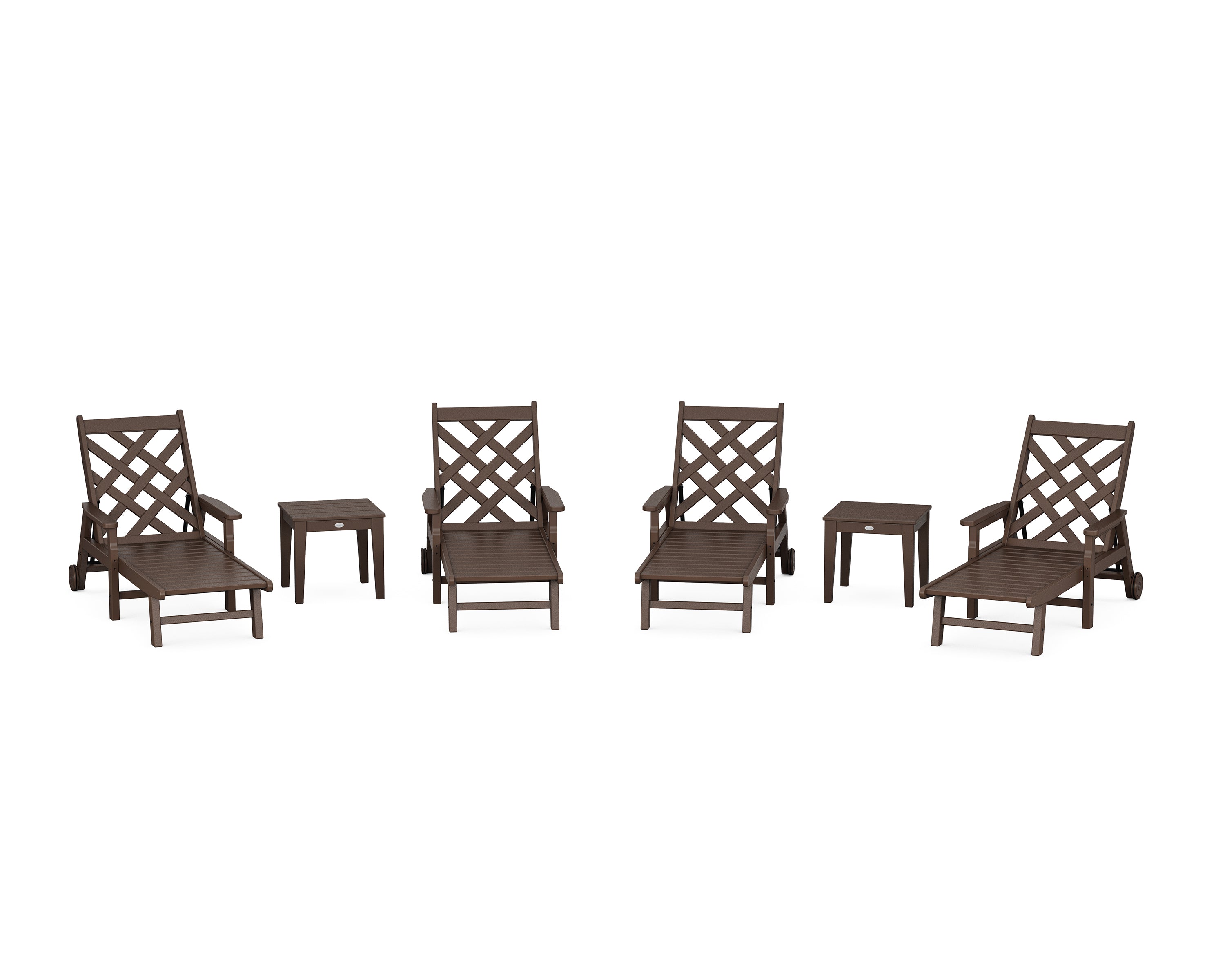 Country Living Wovendale 6-Piece Chaise Set with Arms and Wheels in Mahogany