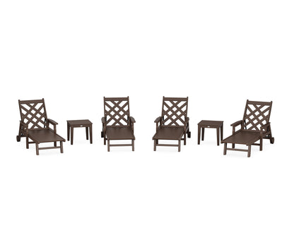 Country Living Wovendale 6-Piece Chaise Set with Arms and Wheels in Mahogany