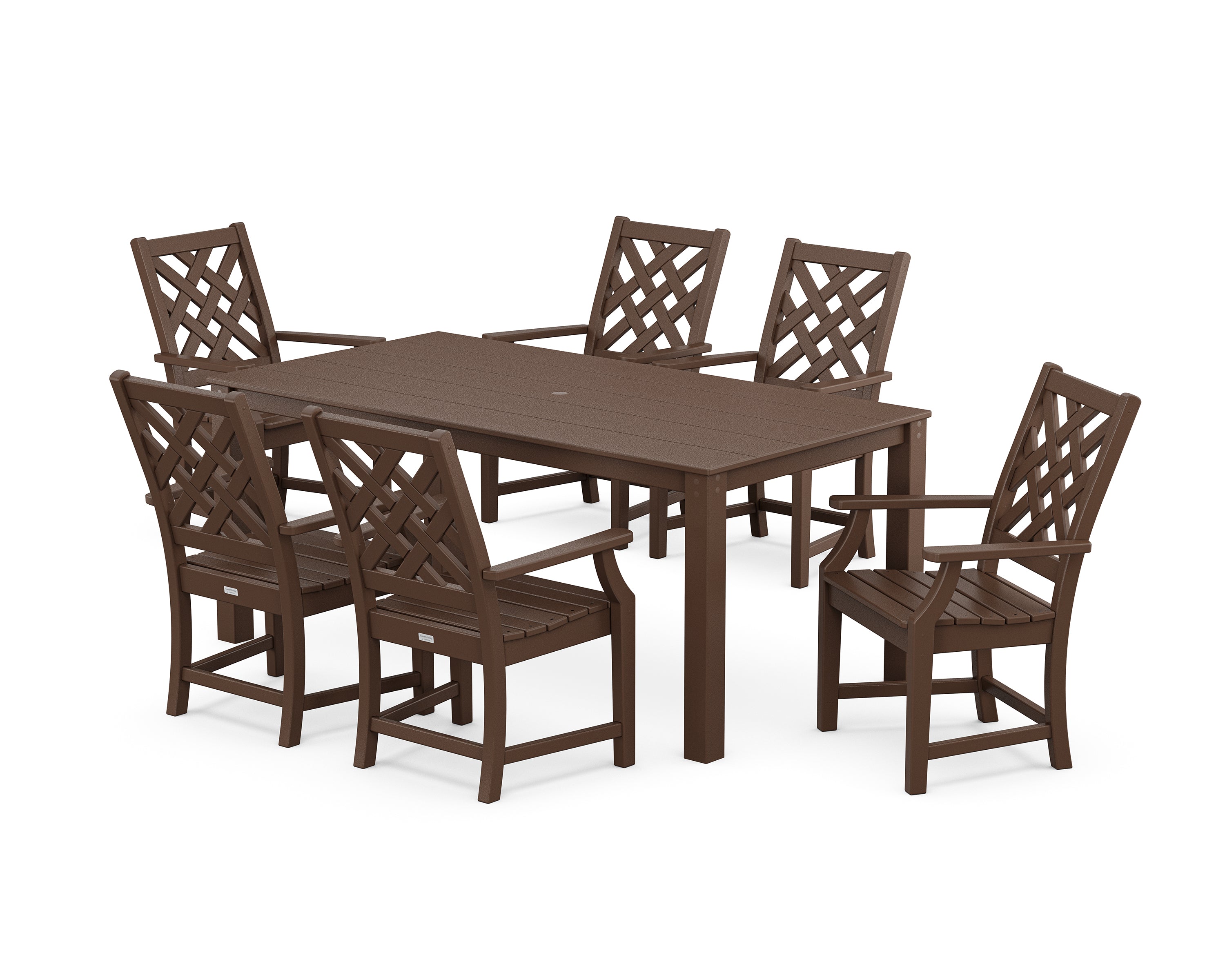 Country Living Wovendale Arm Chair 7-Piece Parsons Dining Set in Mahogany