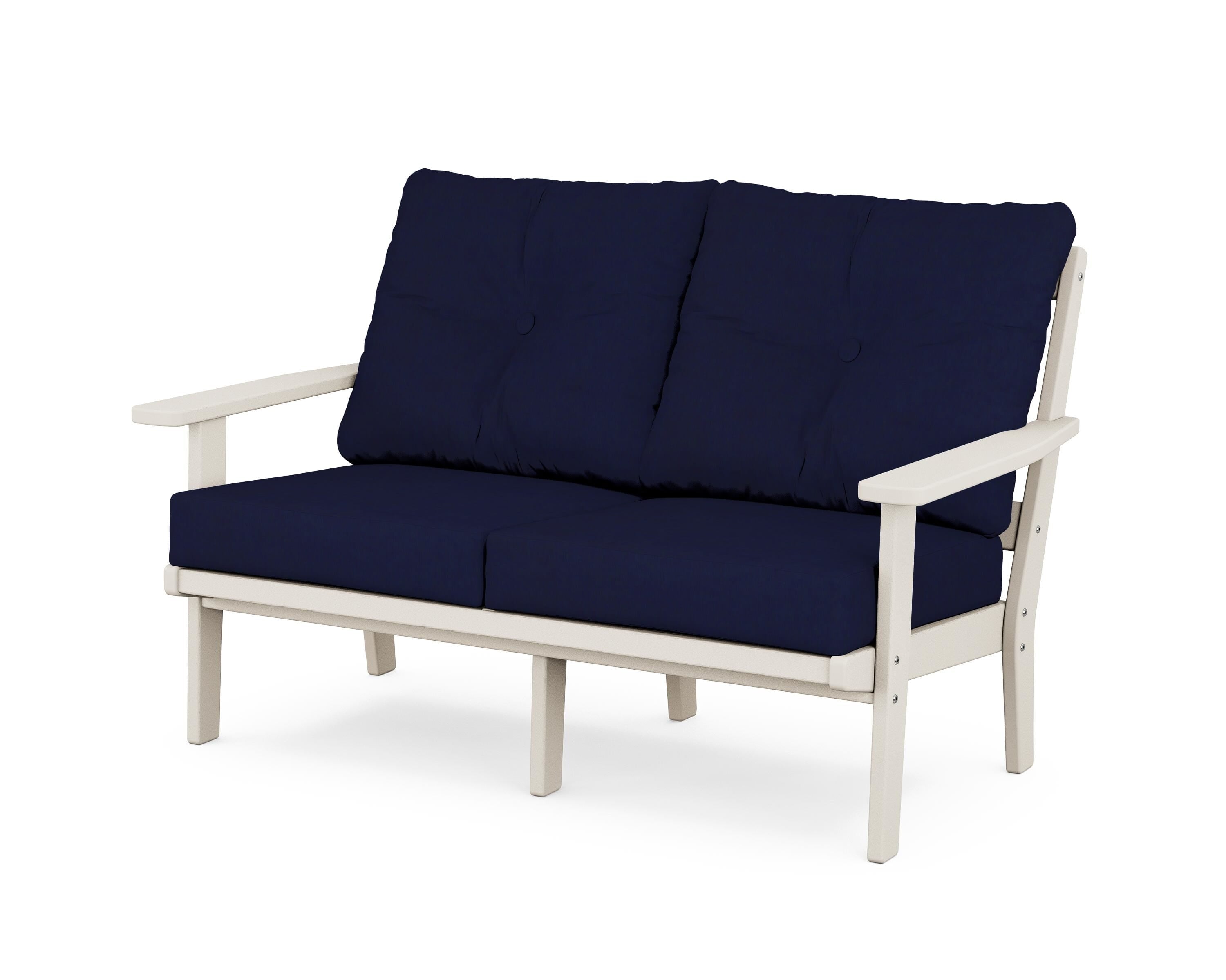 POLYWOOD® Oxford Deep Seating Loveseat in Sand / Navy