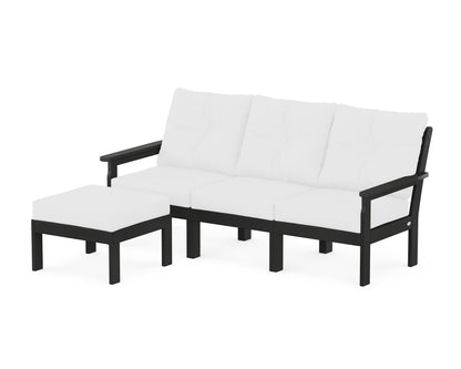 POLYWOOD® Vineyard 4-Piece Sectional with Ottoman in Black / Natural