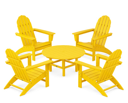 POLYWOOD® Vineyard 5-Piece Adirondack Chair Conversation Set in Lemon