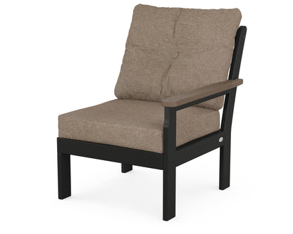POLYWOOD® Vineyard Modular Right Arm Chair in Black / Kona / Spiced Burlap