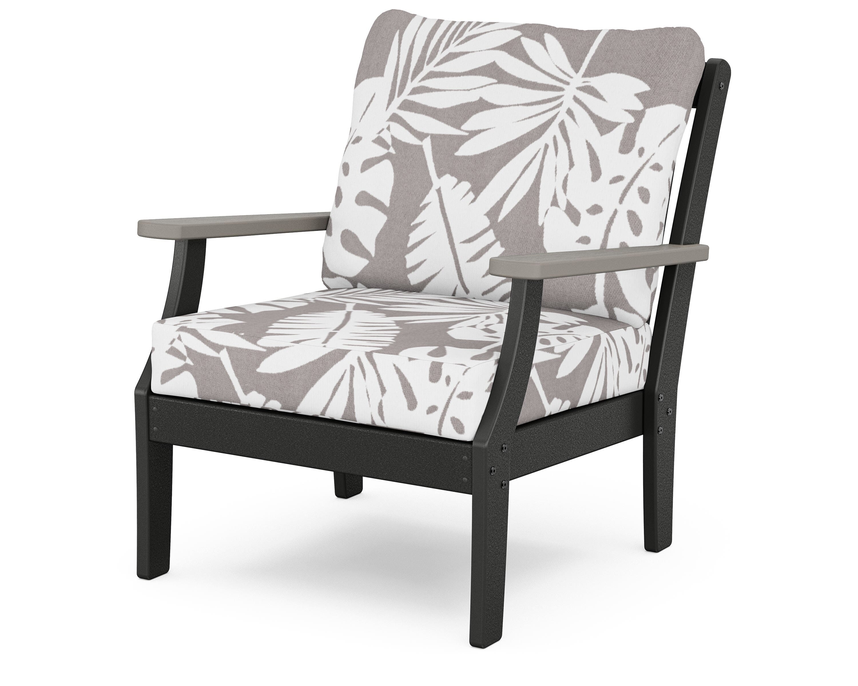 POLYWOOD® Braxton Deep Seating Chair in Black / Driftwood / Leaf Grey Mist