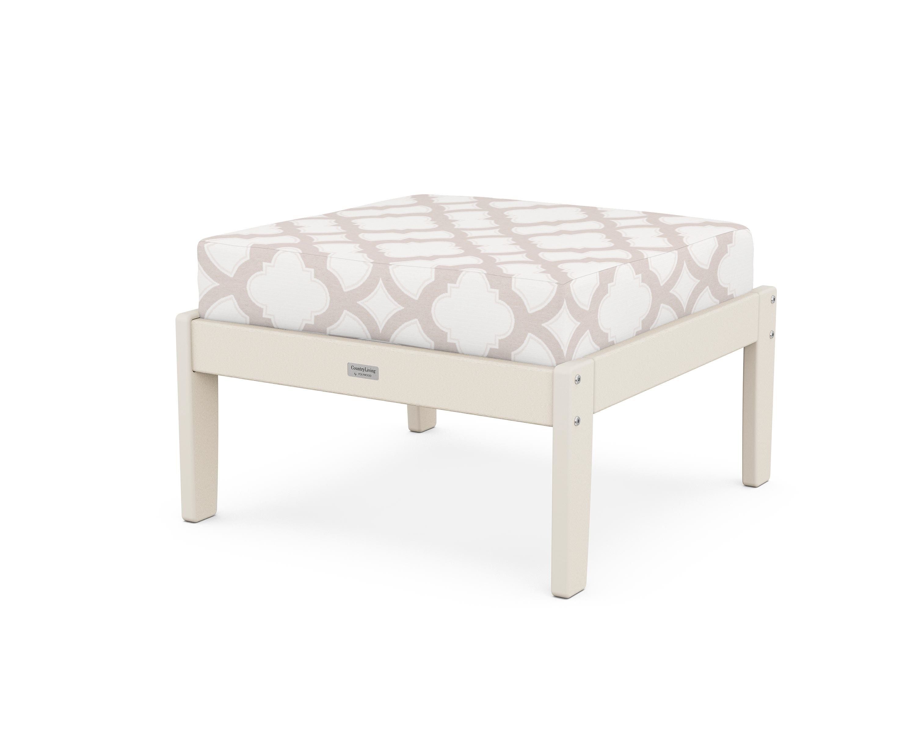 Country Living Cottage Deep Seating Ottoman in Sand / Trellis Dune Burlap