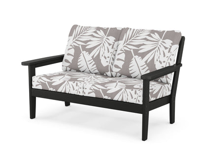 Country Living Cottage Deep Seating Loveseat in Black / Leaf Grey Mist
