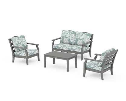Draper James™ by  POLYWOOD® Savannah 4-Piece Deep Seating Set with Loveseat in Slate Grey / Leaf Glacier Spa